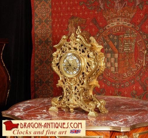 Antique French Gilt Brass Clock, French - Circa 1880.